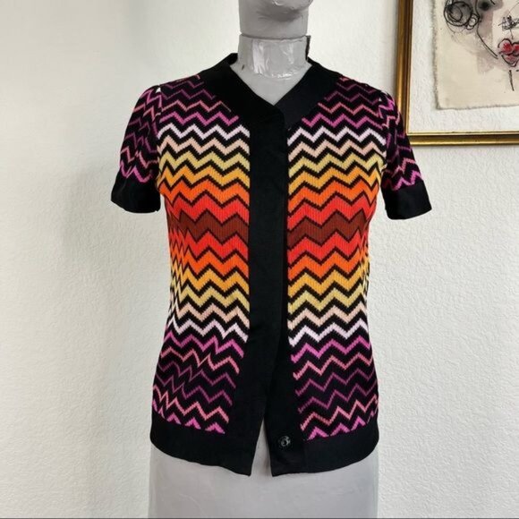 Missoni ZigZag Rainbow Stripe Knit Cardigan Jacket - Picture 1 of 4